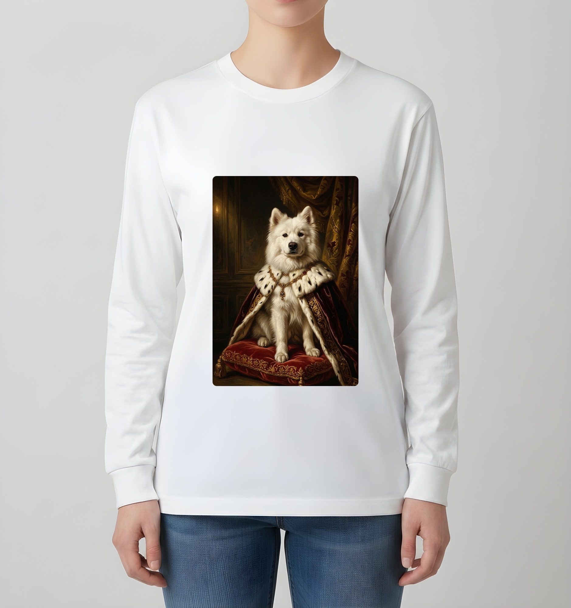 サモエドの長袖Tシャツ 4枚目