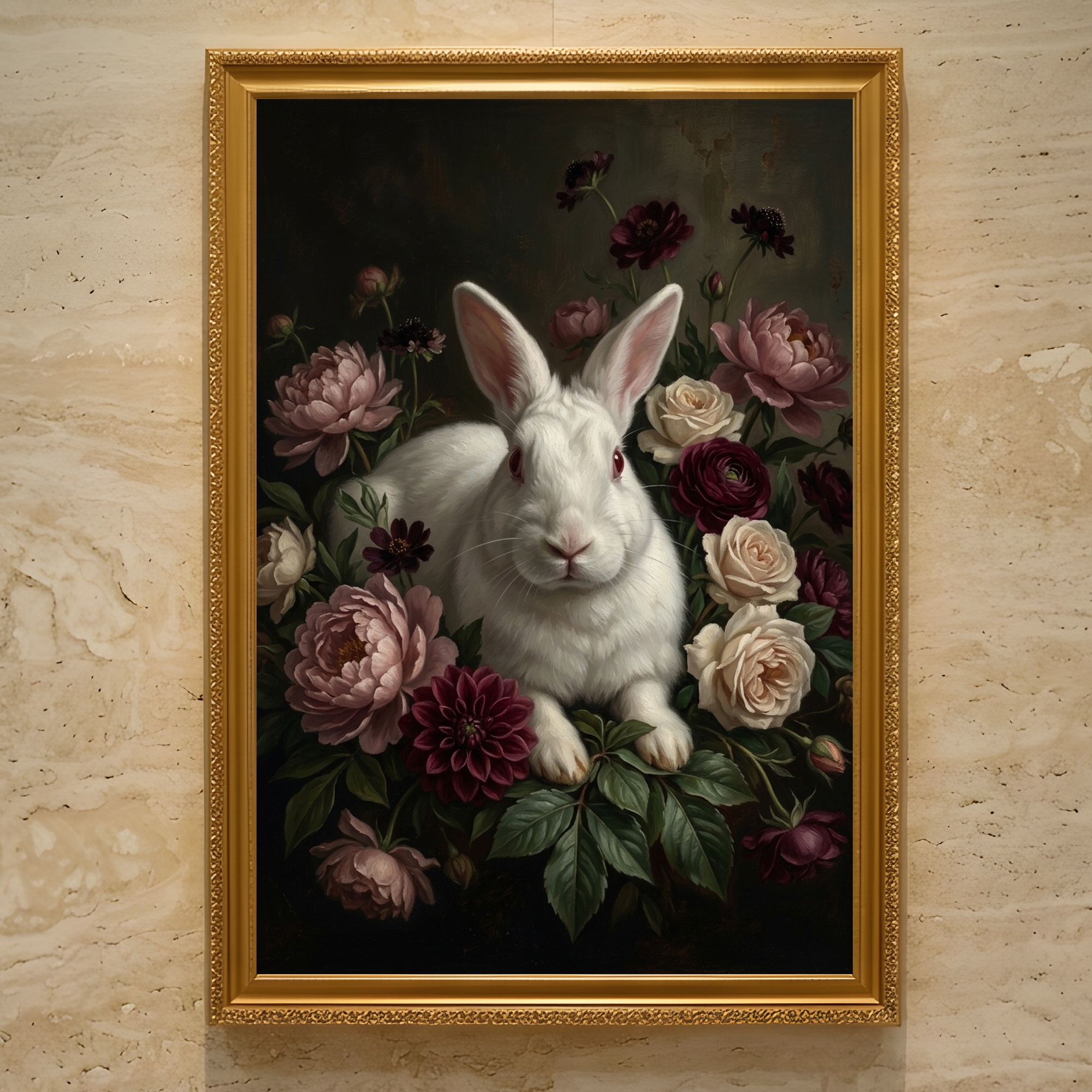 ニュージーランドホワイトの花の油絵風アート額装プリントができました