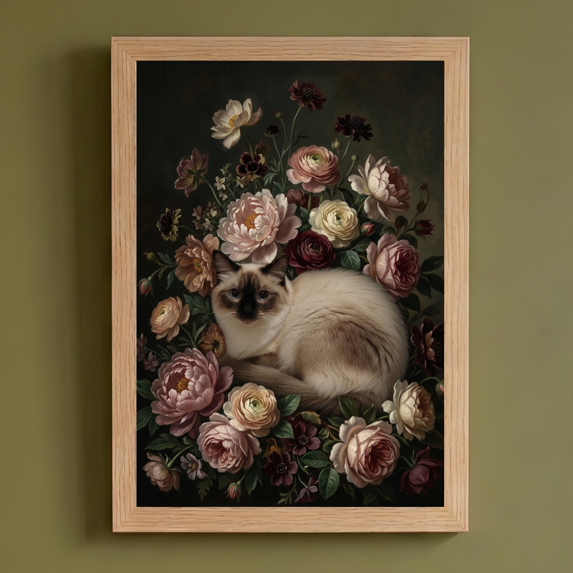ぷ*あ様 風景画 猫 アクリル絵画 お花のお庭でのんびりにゃぁ〜 ぷ*あ