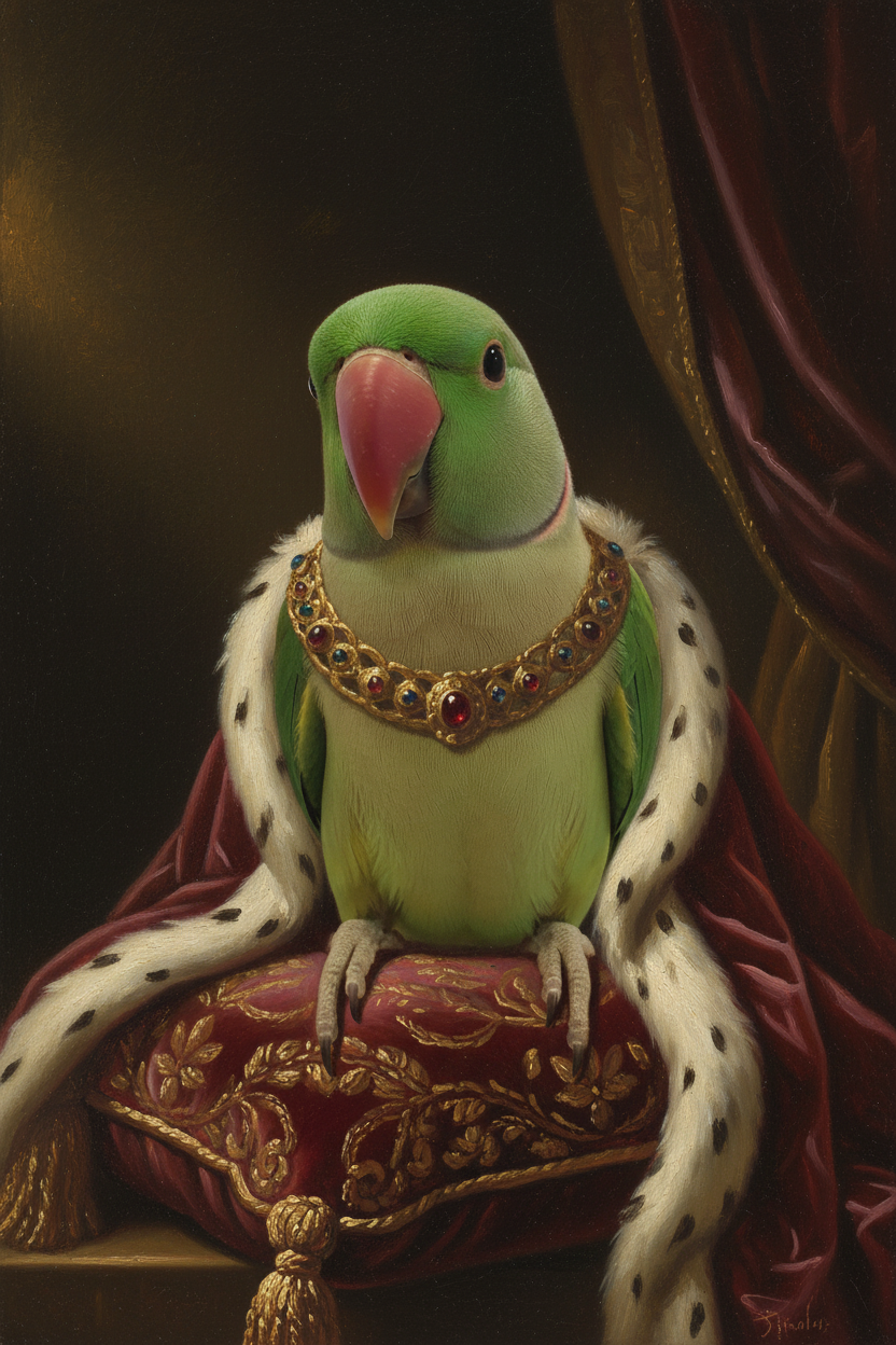 アレクサンドリンインコの額装プリント 4枚目