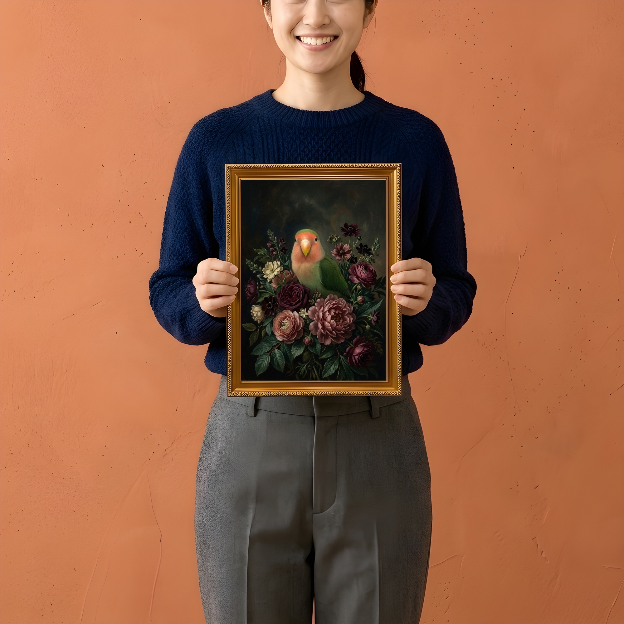 コザクラインコの花の油絵風アート額装プリントができました！ - うち