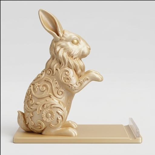 ライオンヘッドのルネサンス肖像画スマホスタンド（シルクゴールド）（4枚目）