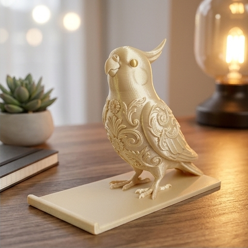 オカメインコのルネサンス肖像画スマホスタンド（シルクゴールド）（2枚目）