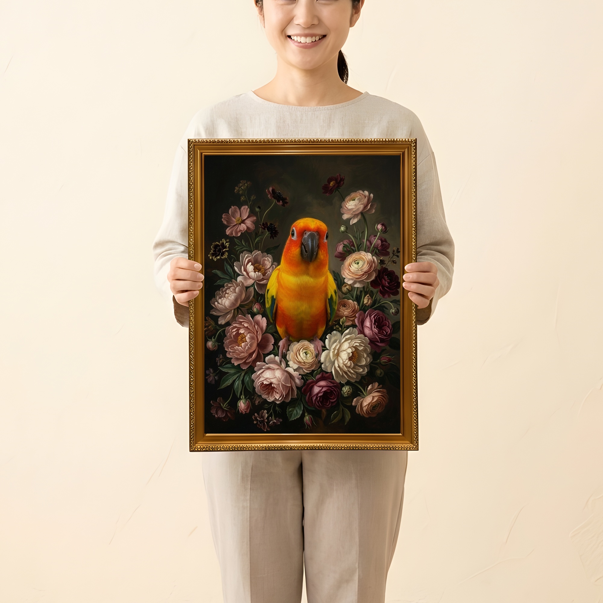 コガネメキシコインコの額装プリント 2枚目