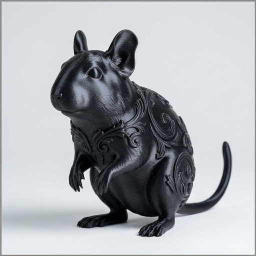 デグーのルネサンス肖像画置物(全身オブジェ)(シルクブラック)