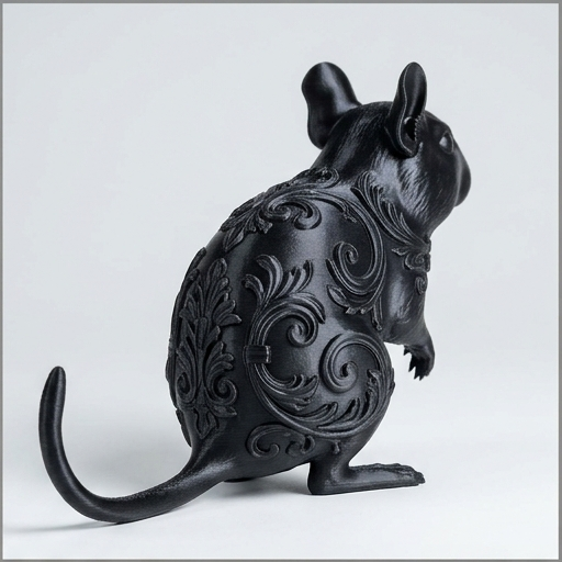 デグーのルネサンス肖像画置物(全身オブジェ)(シルクブラック)(2枚目)