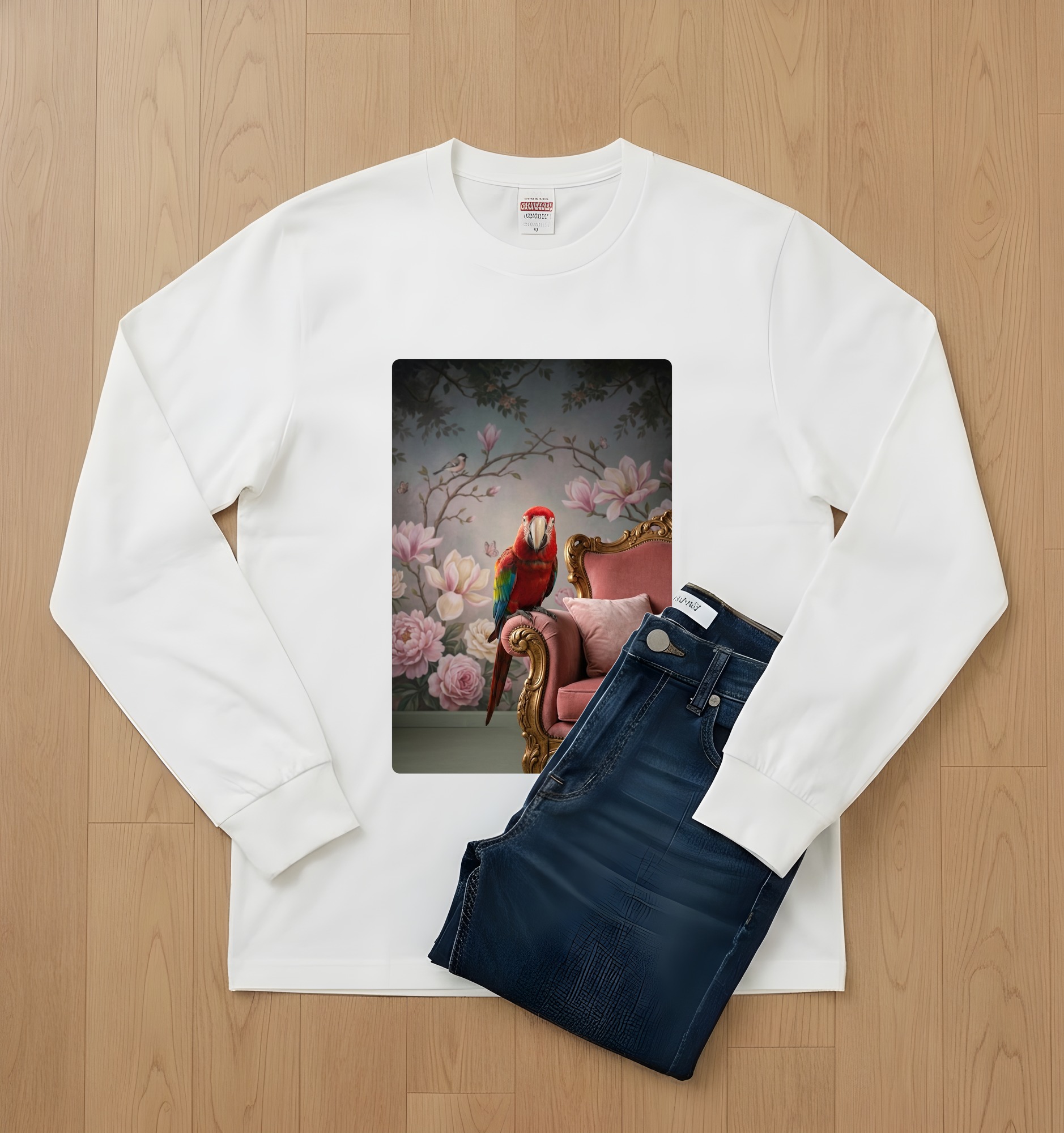 ベニコンゴウインコの長袖Tシャツ 2枚目