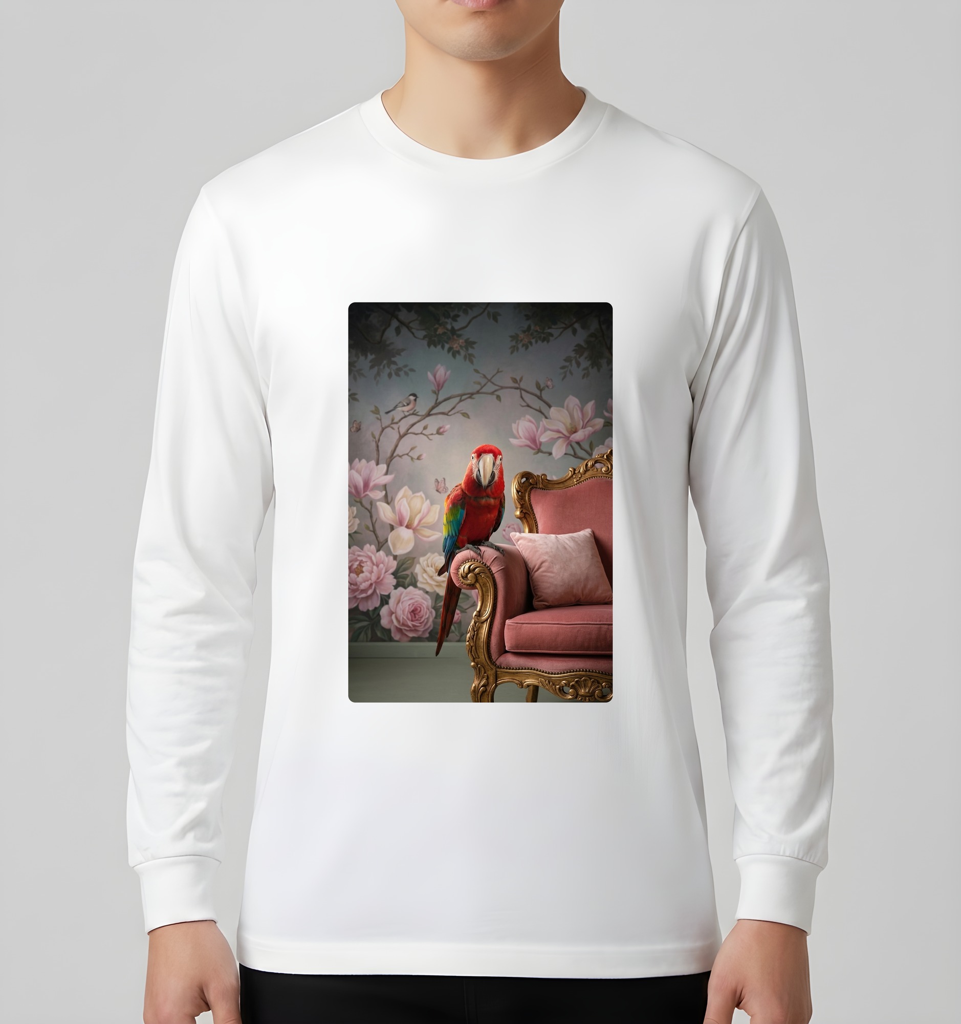 ベニコンゴウインコの長袖Tシャツ 3枚目