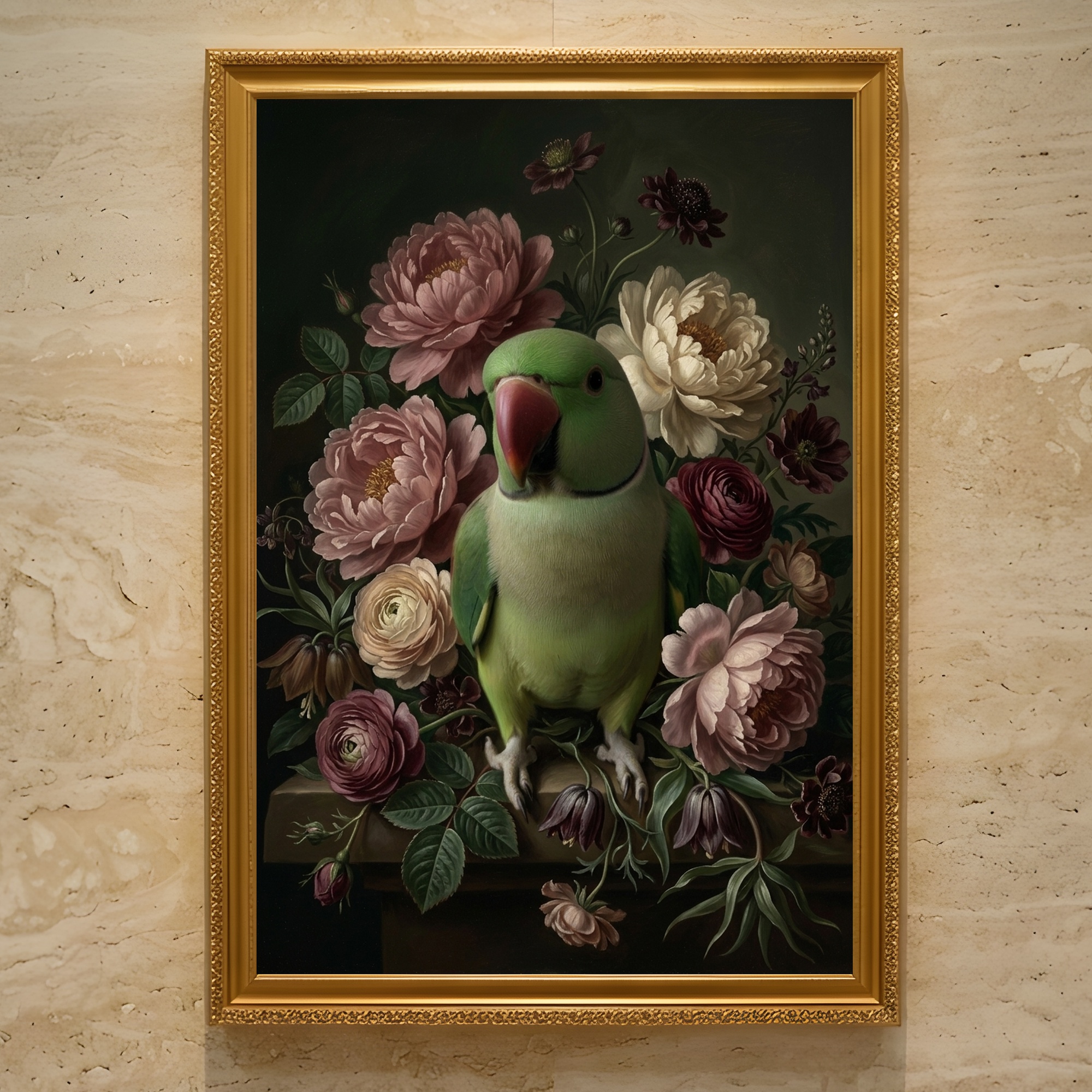 アレクサンドリンインコの額装プリント 1枚目