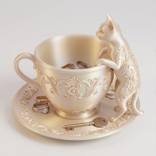 シャム猫のルネサンス肖像画アクセサリートレイ(シルクゴールド)