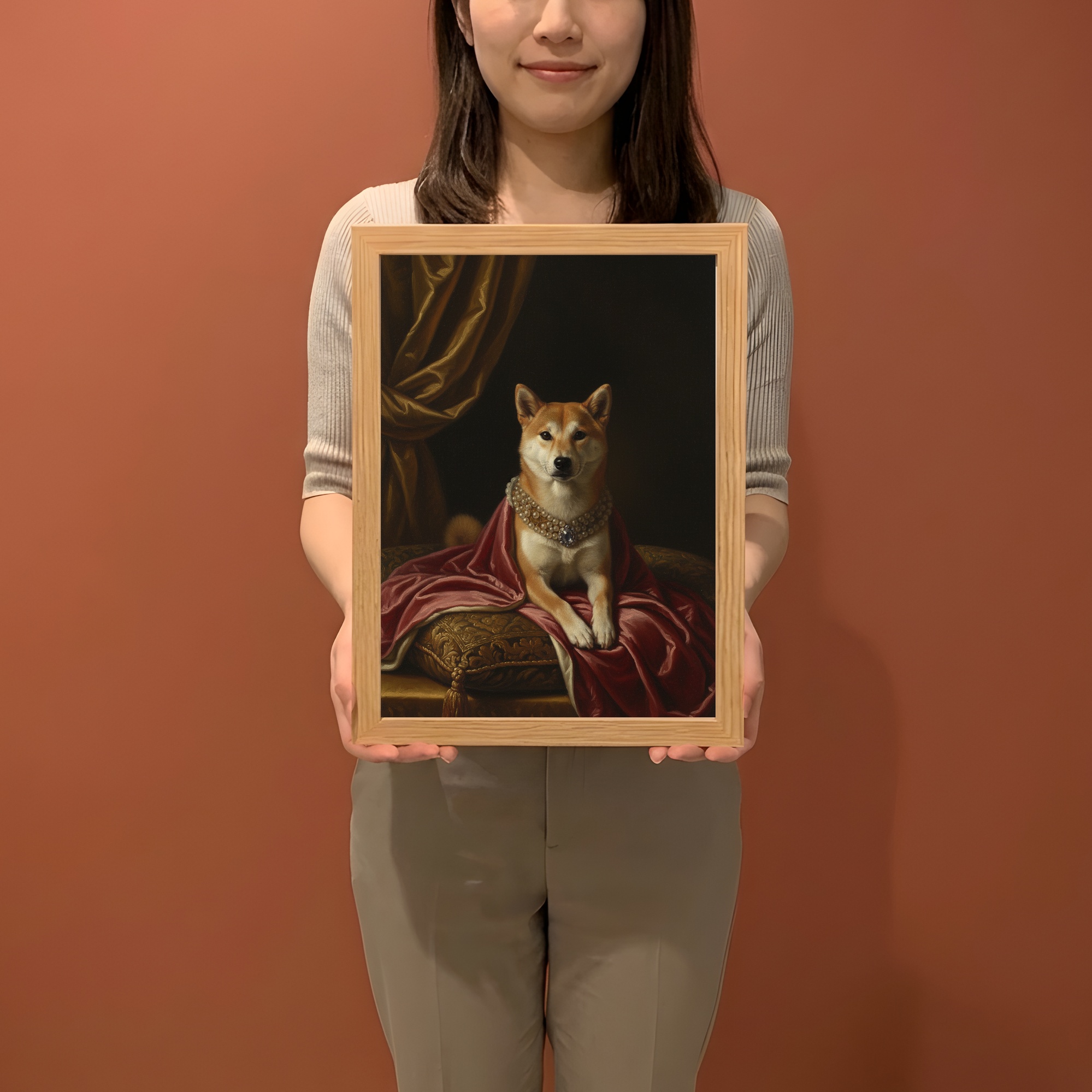 柴犬のルネサンス肖像画額装プリント(A4サイズ)(2枚目)