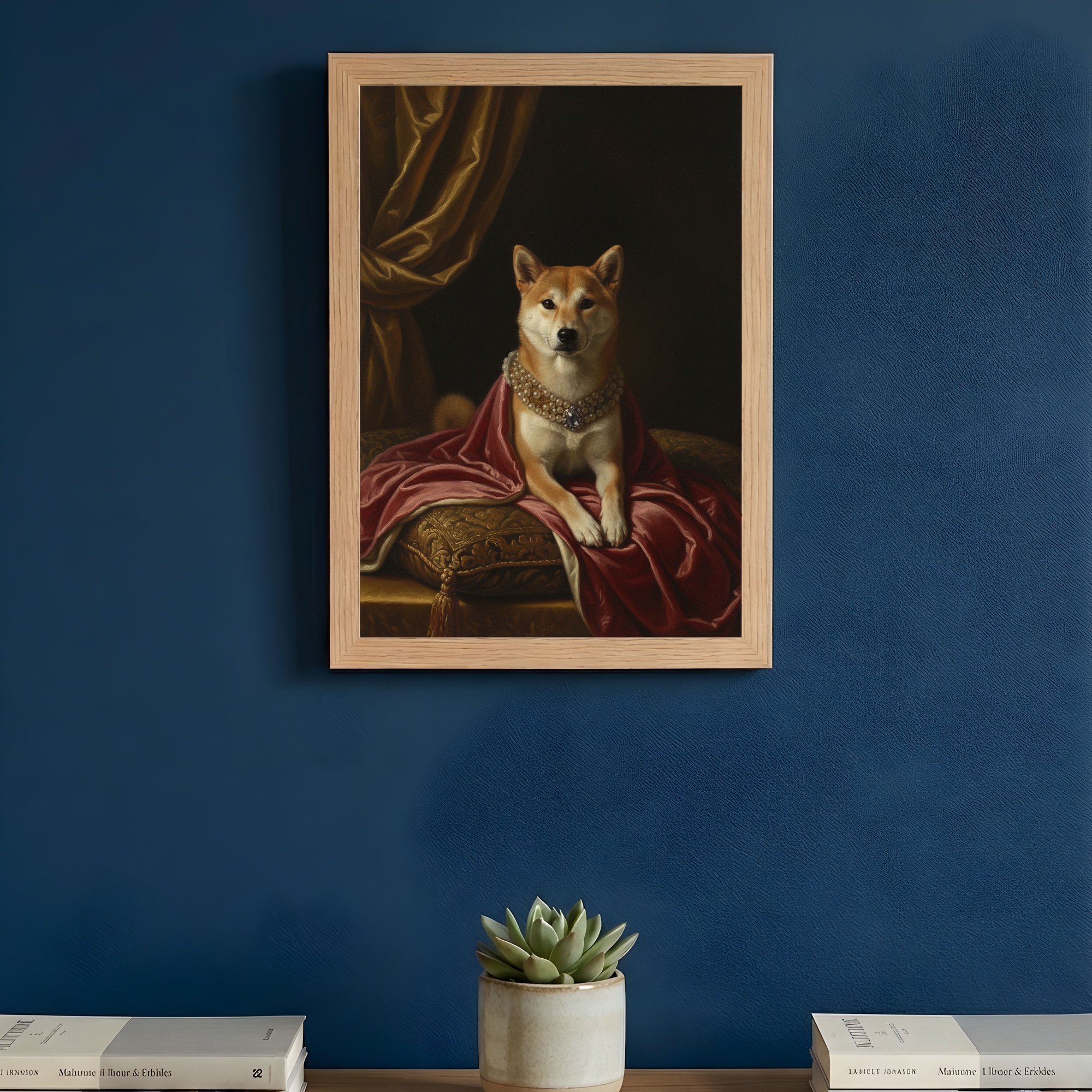 柴犬のルネサンス肖像画額装プリント(A4サイズ)(3枚目)