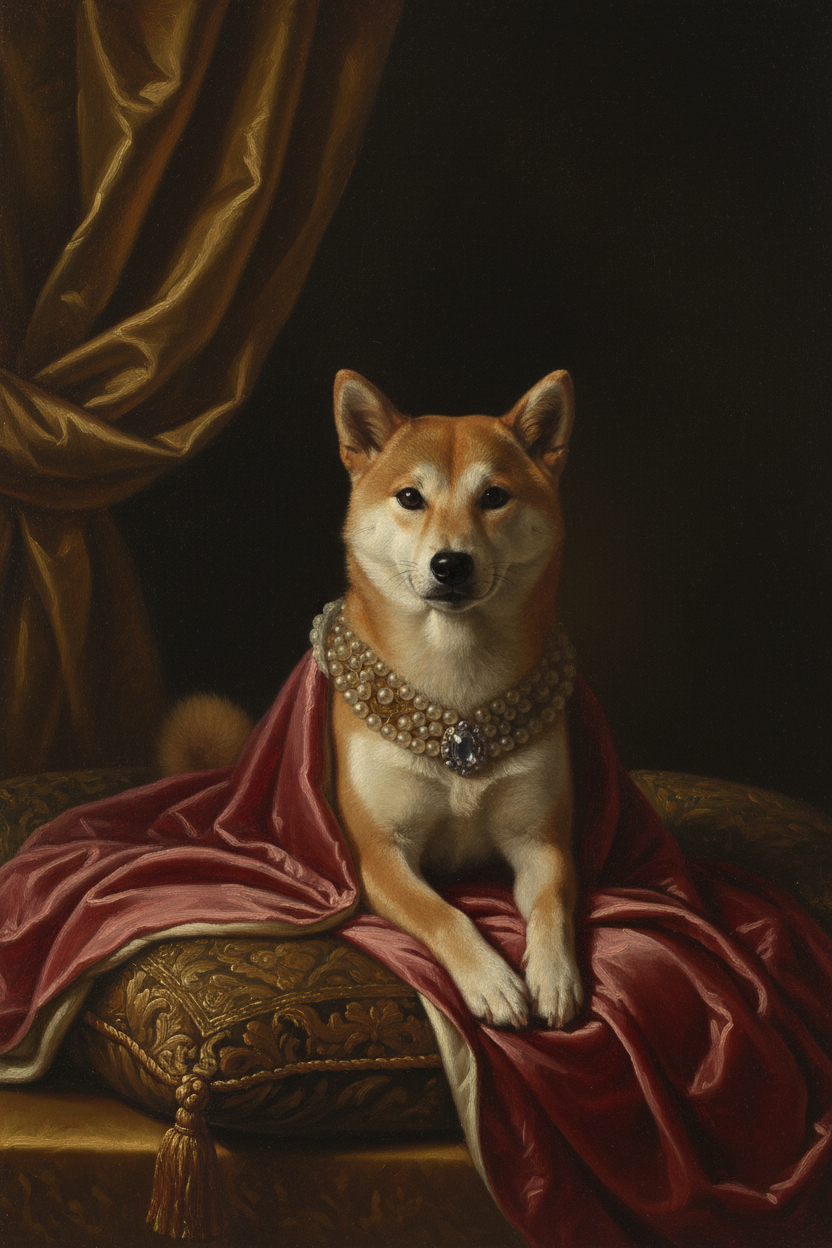 柴犬のルネサンス肖像画額装プリント(A4サイズ)(4枚目)