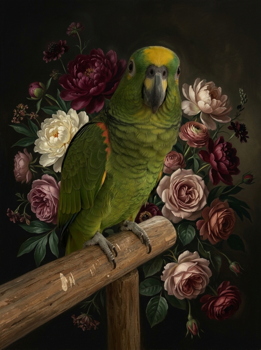 キエリボウシインコの額装プリント 4枚目