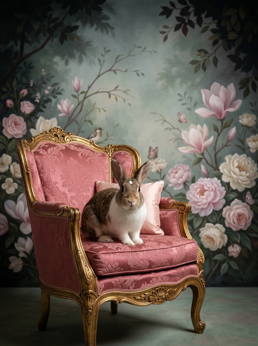 アメリカンのシャビーピンクの油絵風アートロココ調額装プリント(A3サイズ)(4枚目)