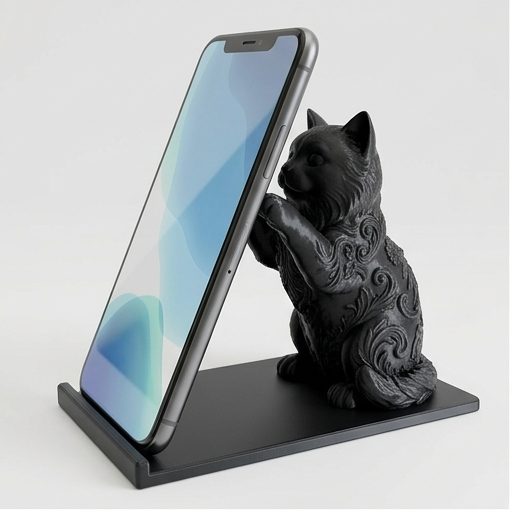 バーマンのルネサンス肖像画スマホスタンド(シルクブラック)