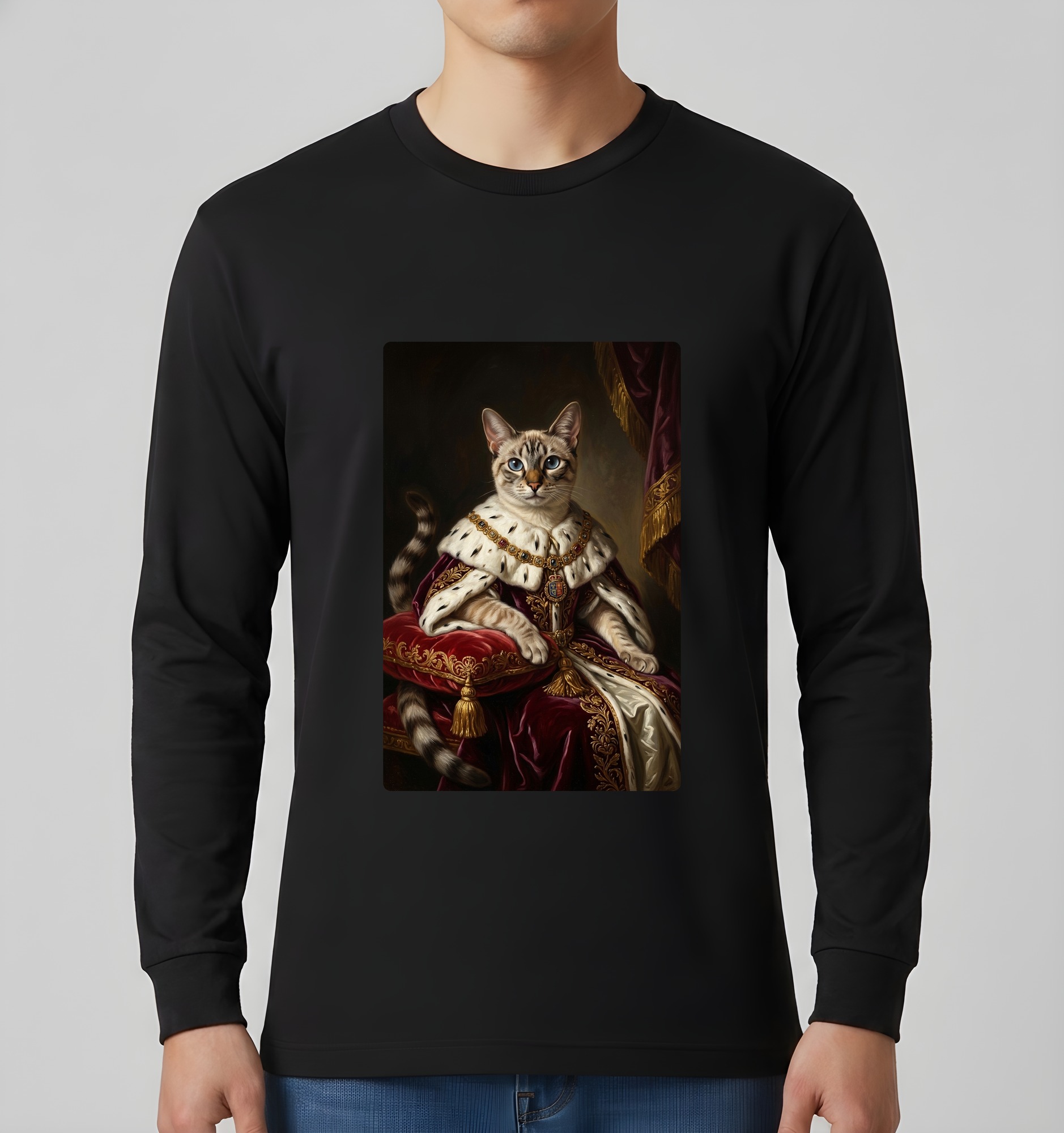 トンキニーズのルネサンス肖像画長袖Tシャツ（ブラック）（3枚目）