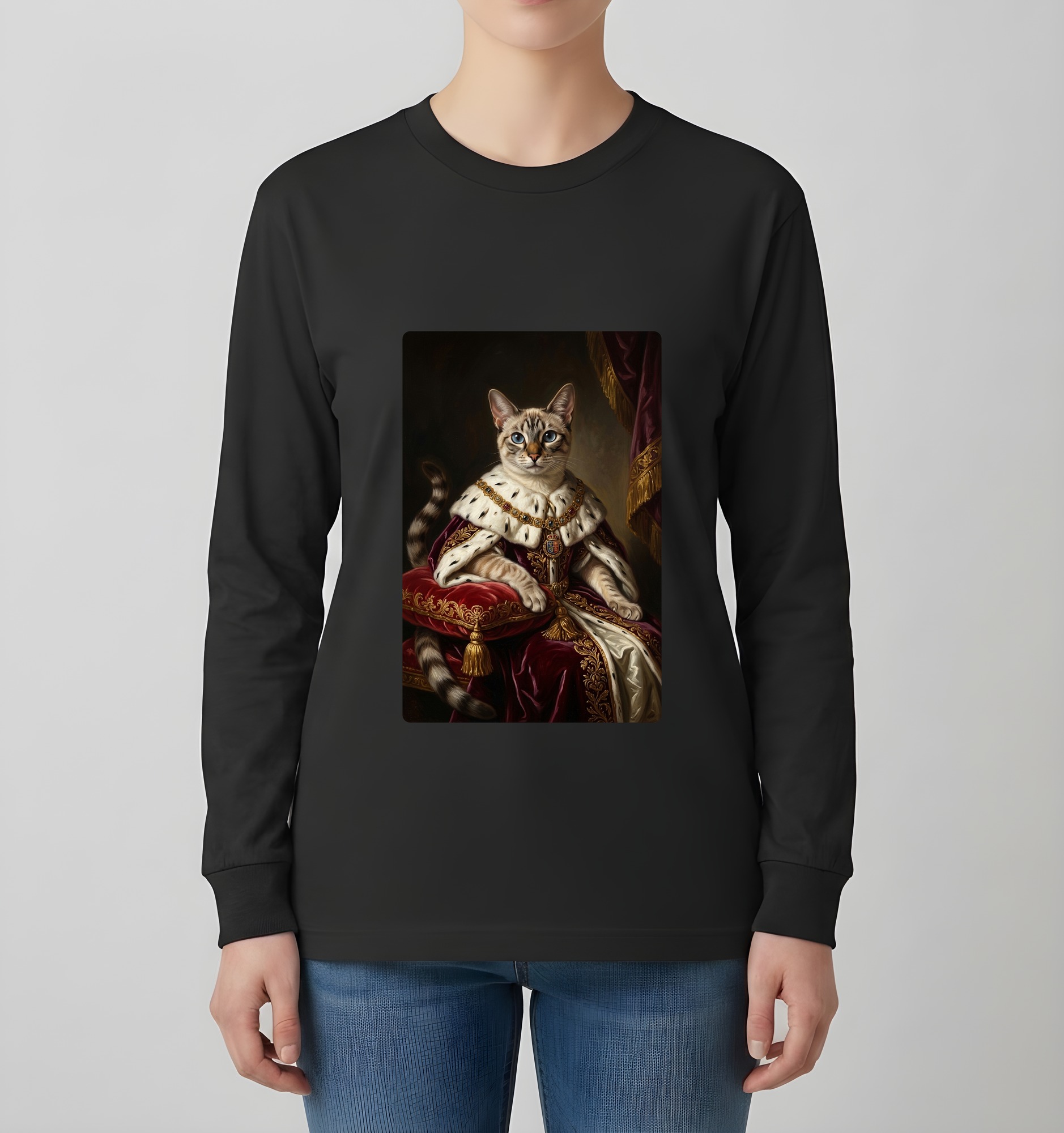 トンキニーズのルネサンス肖像画長袖Tシャツ（ブラック）（4枚目）