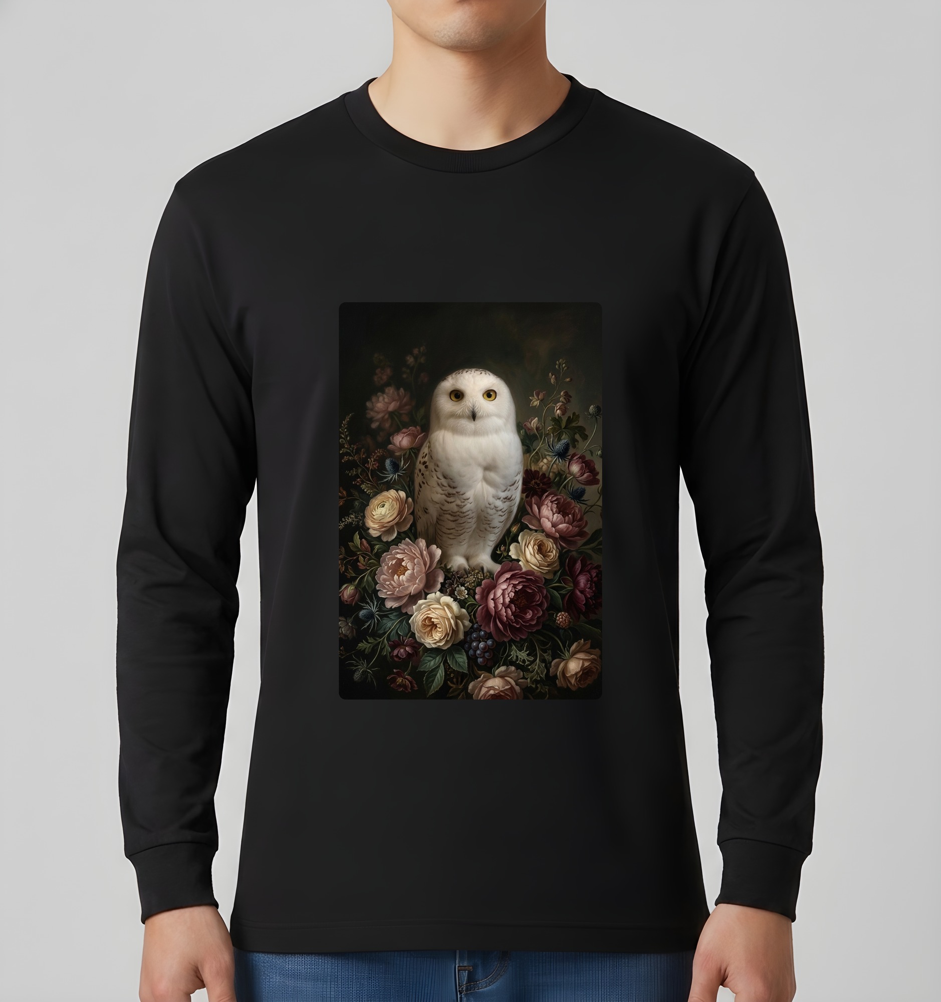シロフクロウの長袖Tシャツ 3枚目