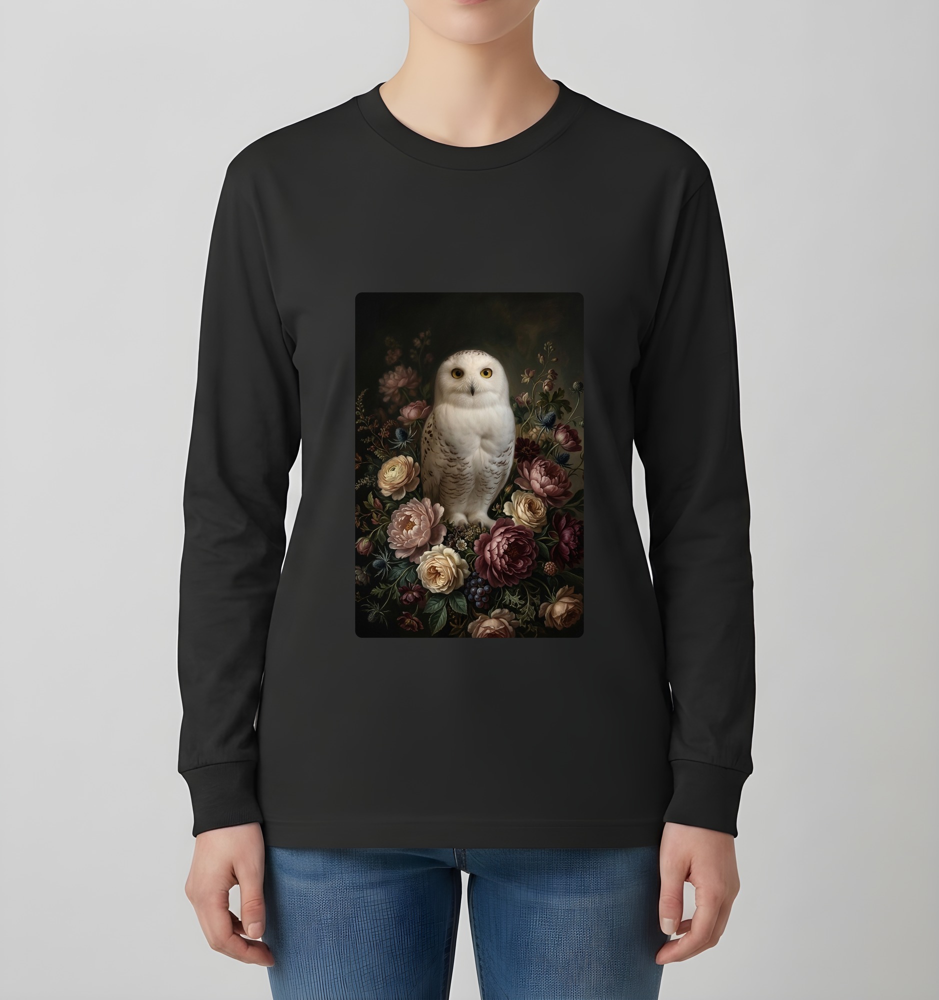 シロフクロウの長袖Tシャツ 4枚目