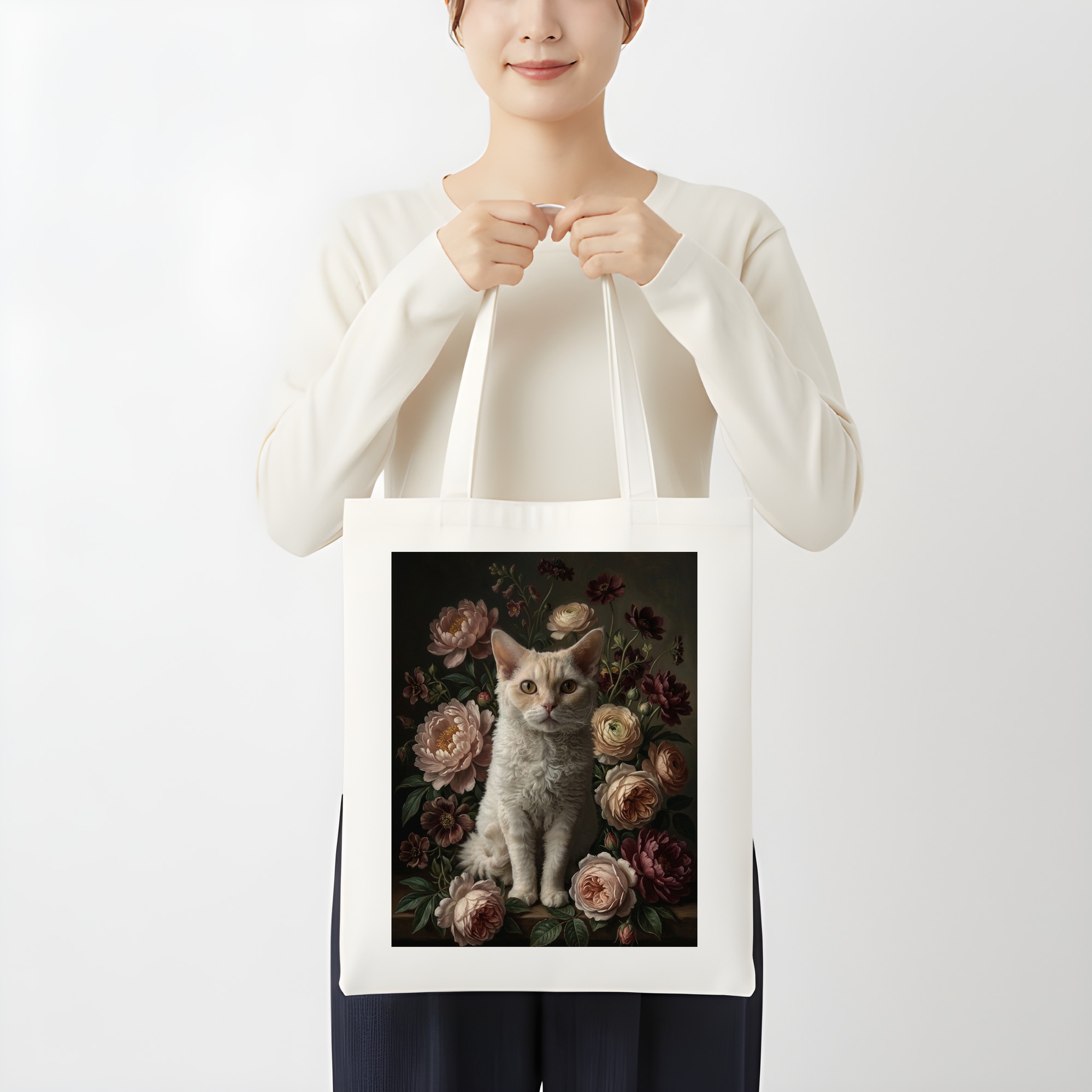 セルカークレックスの花の油絵風アート花柄トートバッグ（3枚目）
