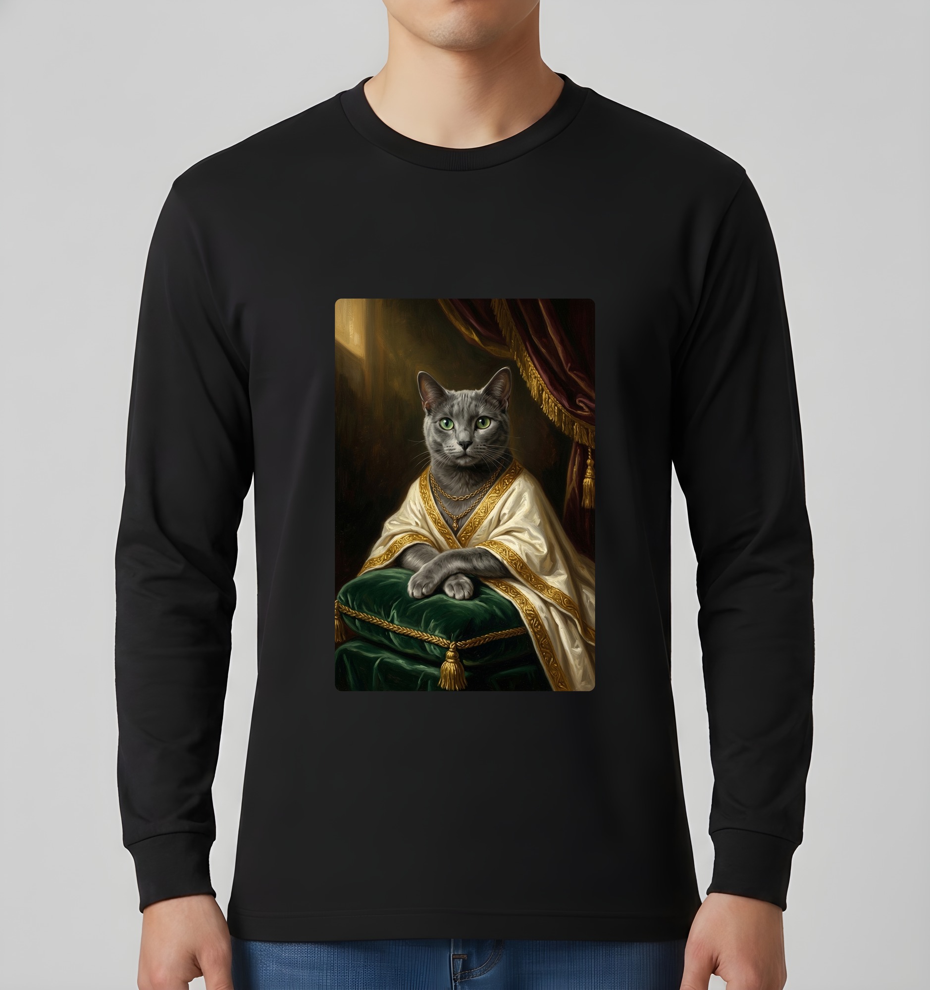 ロシアンブルーの長袖Tシャツ 3枚目