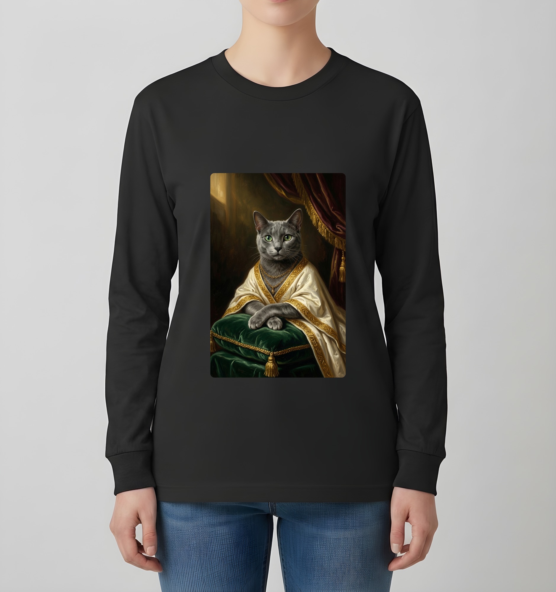 ロシアンブルーの長袖Tシャツ 4枚目