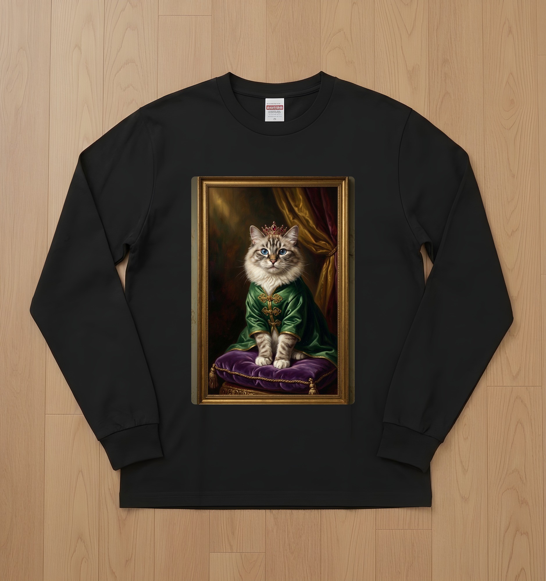 バーマンのルネサンス肖像画長袖Tシャツ(ブラック)