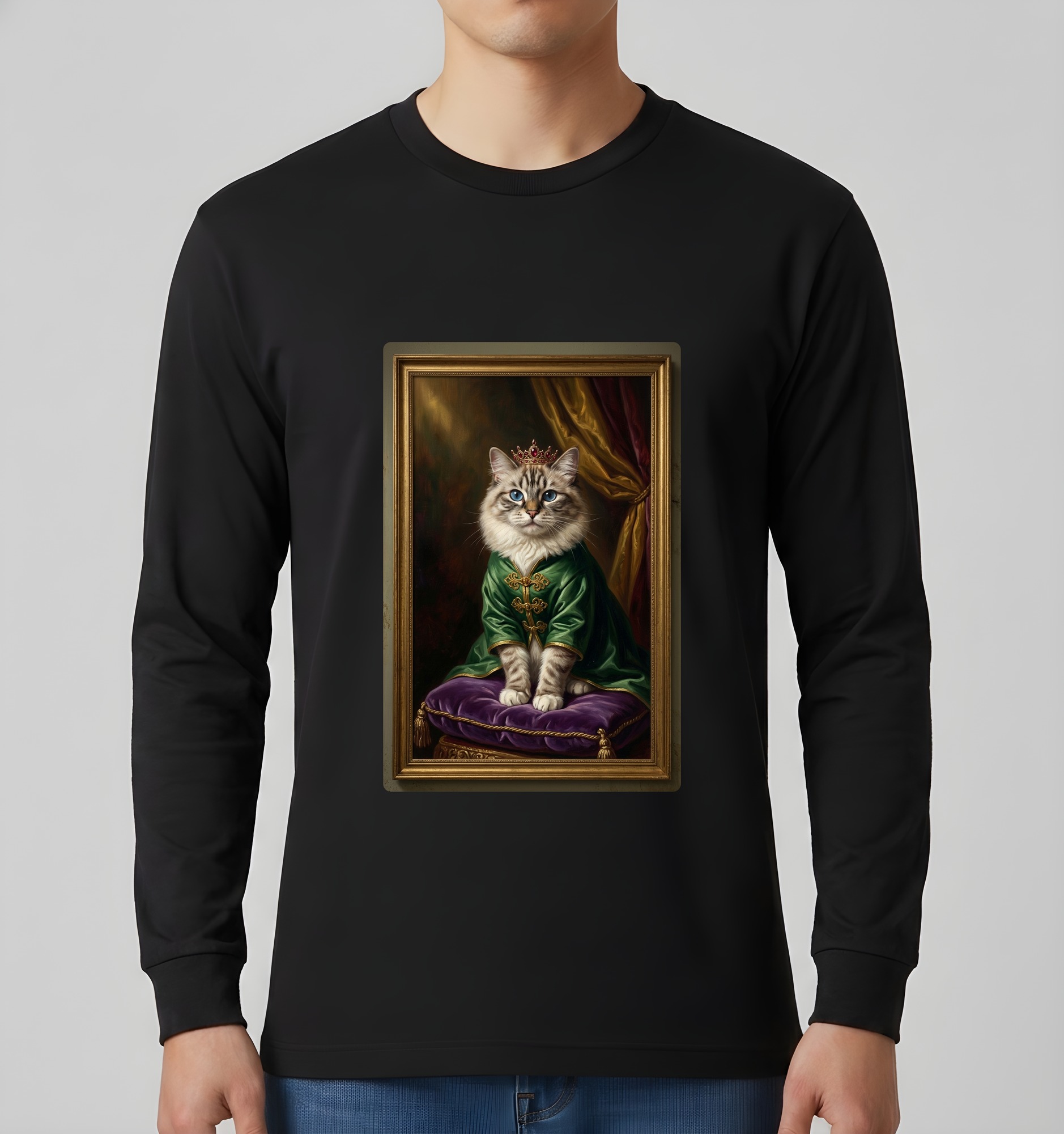 バーマンのルネサンス肖像画長袖Tシャツ(ブラック)(3枚目)