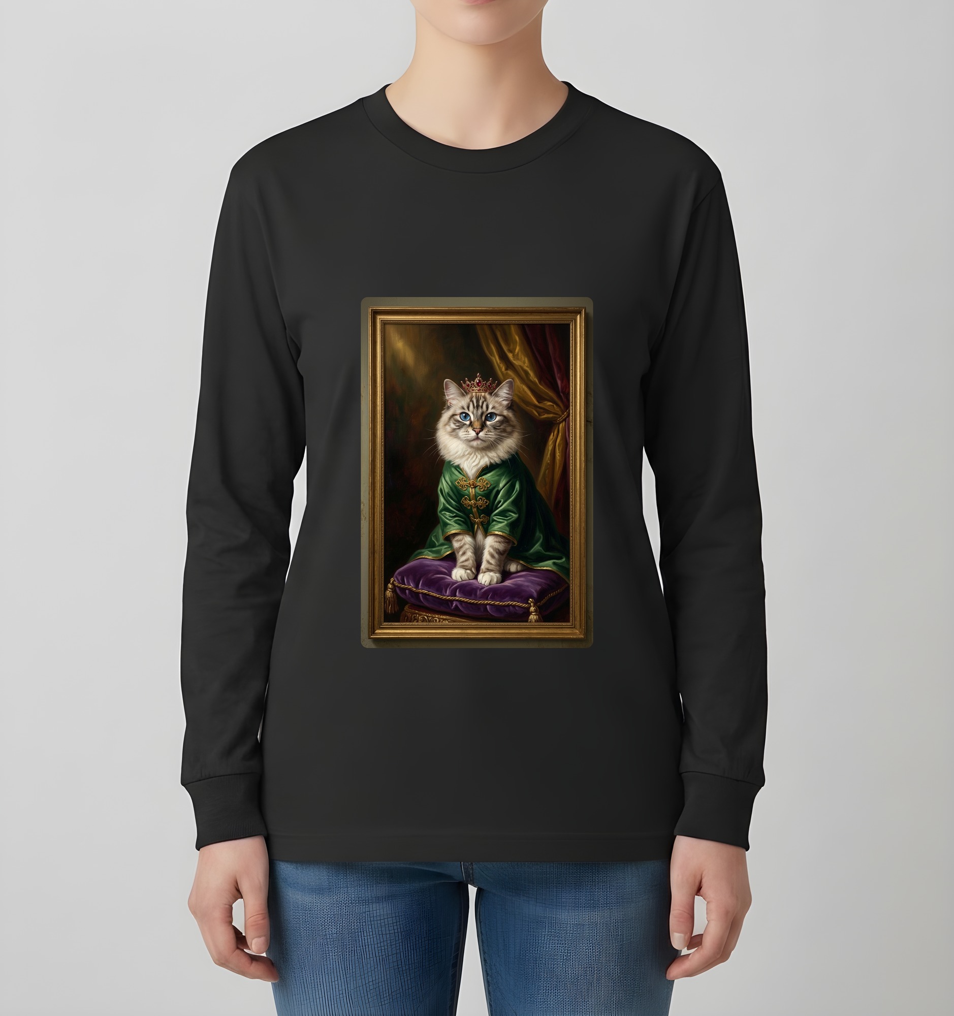バーマンのルネサンス肖像画長袖Tシャツ(ブラック)(4枚目)