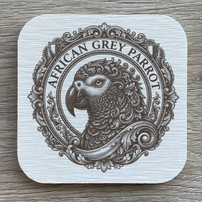 ヨウムのルネサンス肖像画コースターセット