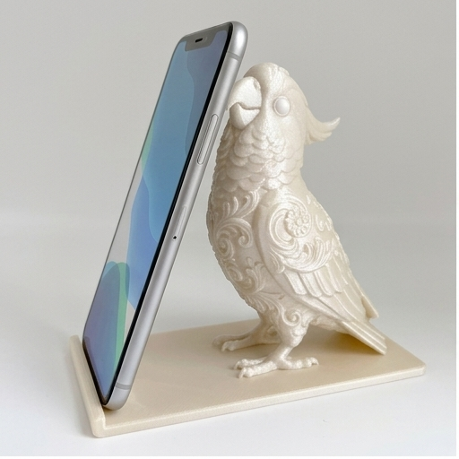 タイハクオウムのルネサンス肖像画スマホスタンド(シルクホワイト)