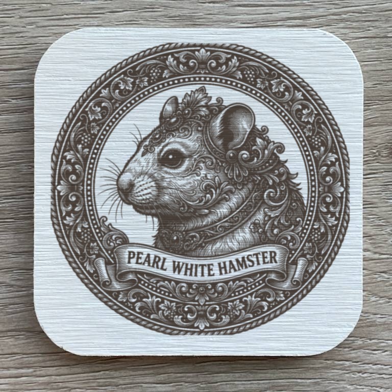 パールホワイトハムスターのルネサンス肖像画コースターセット