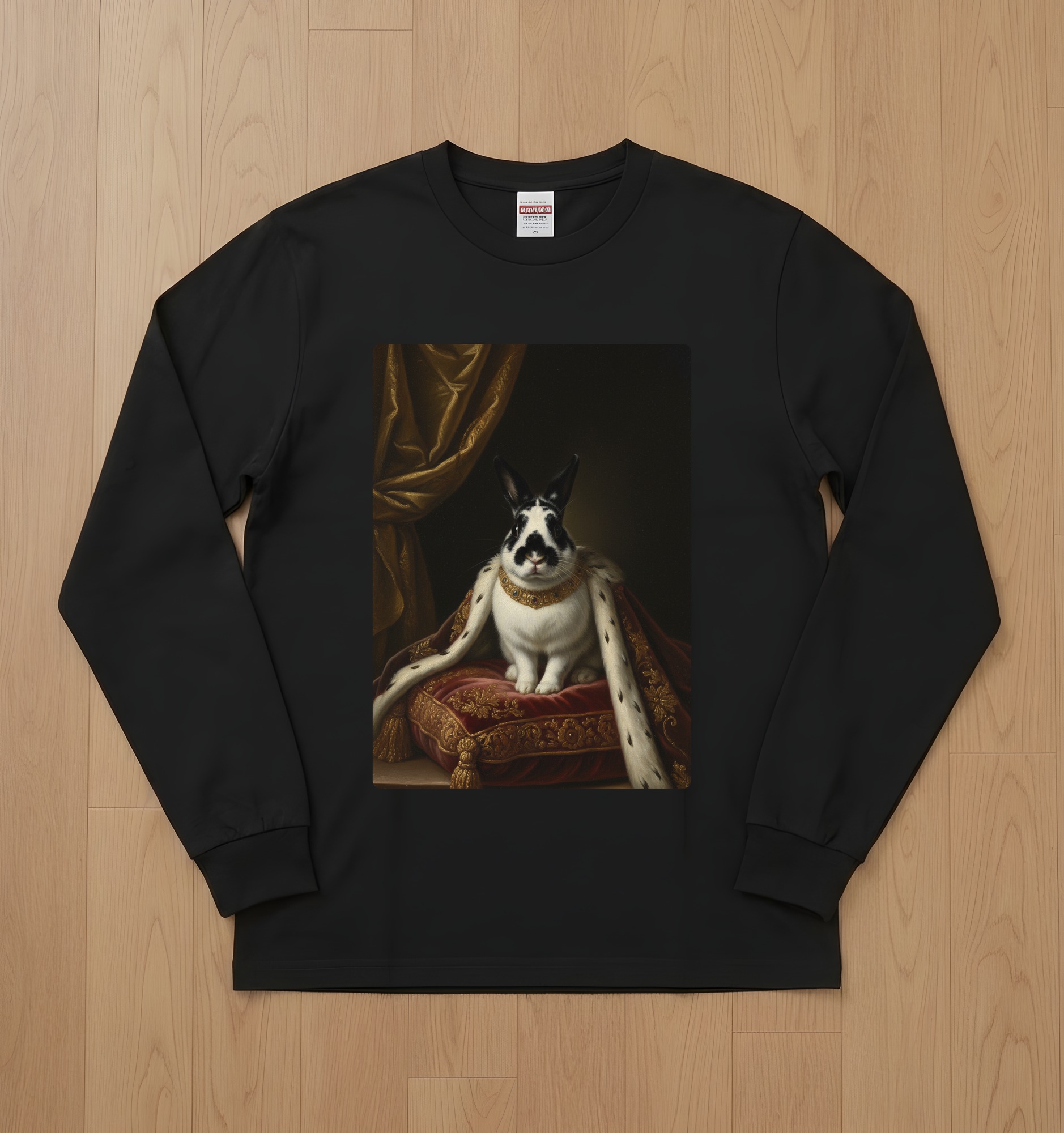 ダッチのルネサンス肖像画長袖Tシャツ(ブラック)