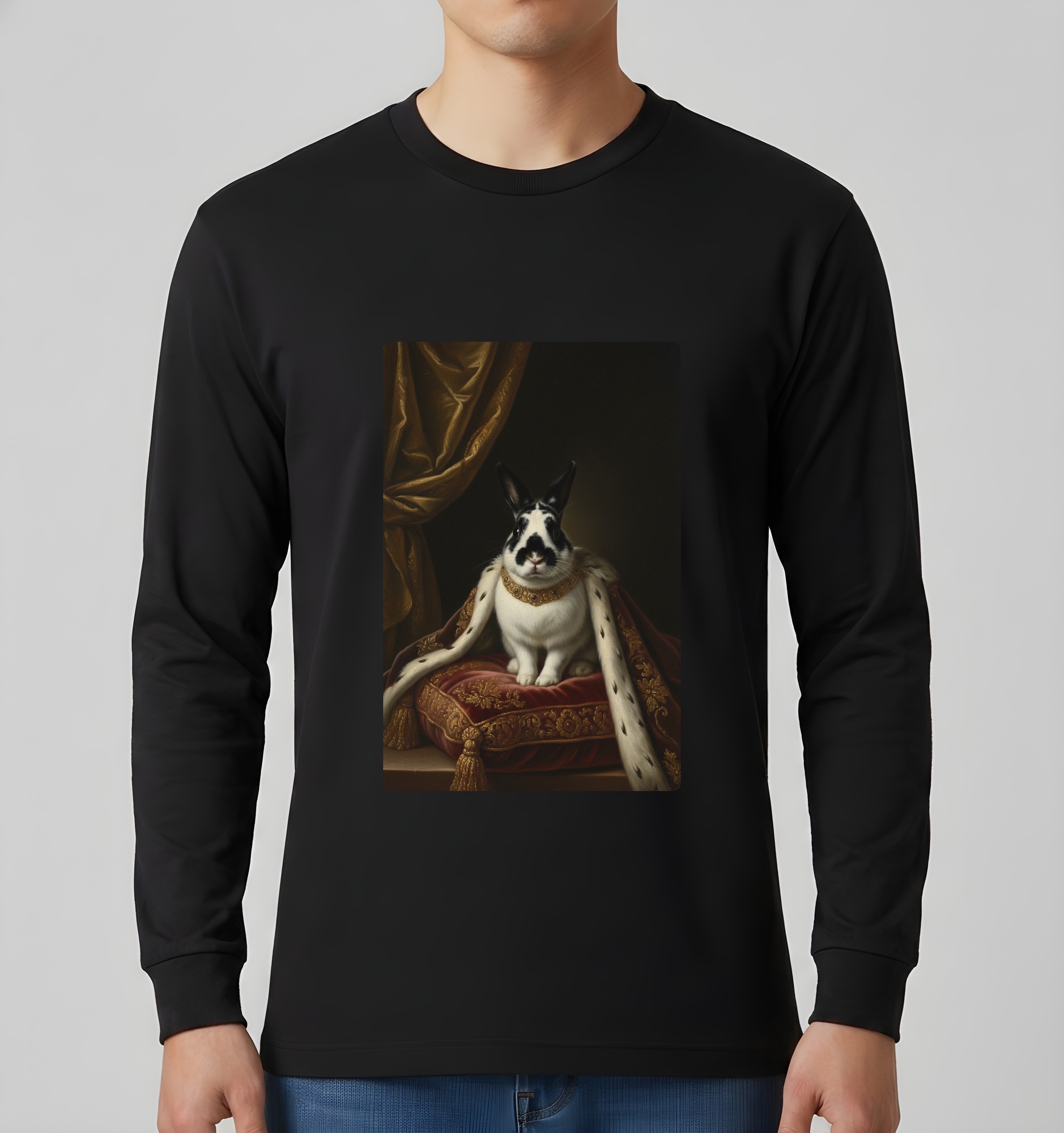 ダッチのルネサンス肖像画長袖Tシャツ(ブラック)(3枚目)