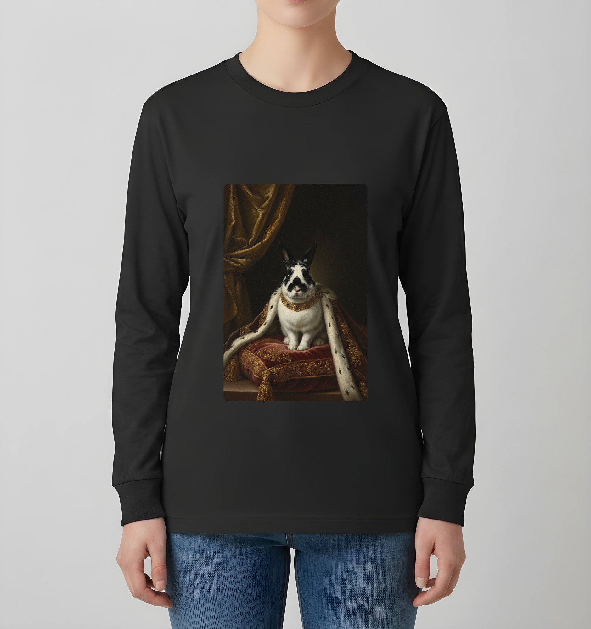 ダッチのルネサンス肖像画長袖Tシャツ(ブラック)(4枚目)