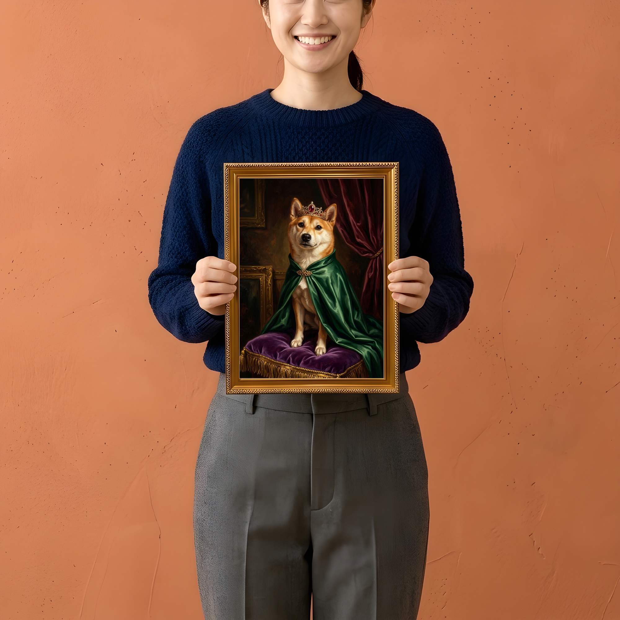 柴犬のルネサンス肖像画額装プリント(A4金縁)(2枚目)