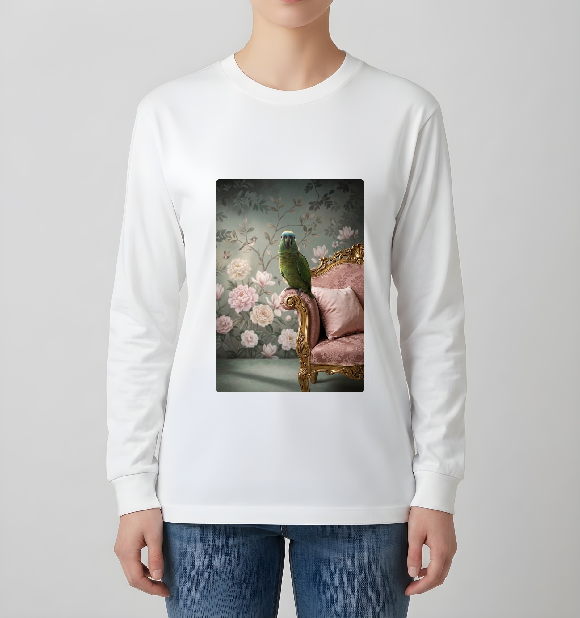 アオボウシインコの長袖Tシャツ 4枚目