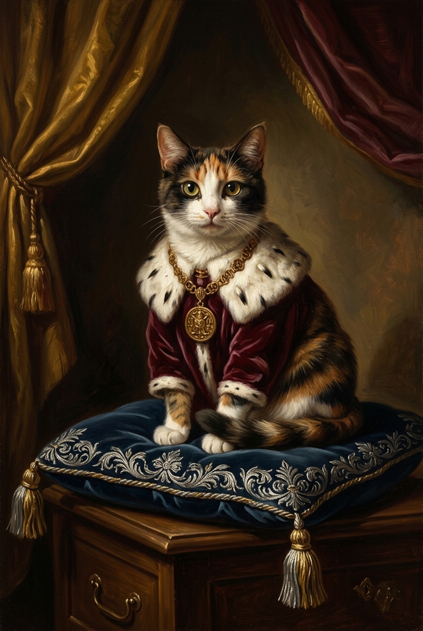 猫のルネサンス肖像画額装プリント（A3サイズ）（4枚目）
