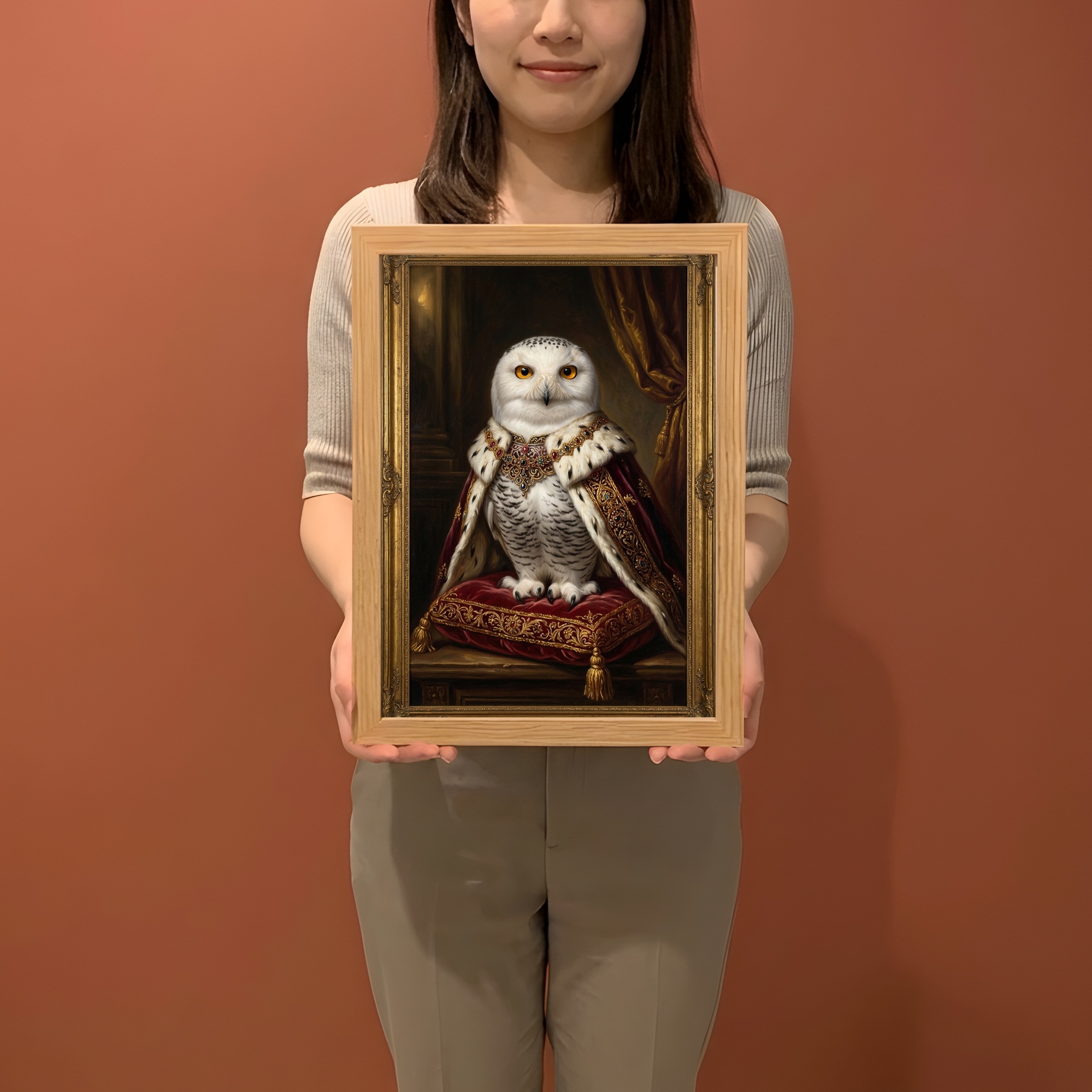 シロフクロウの額装プリント 2枚目