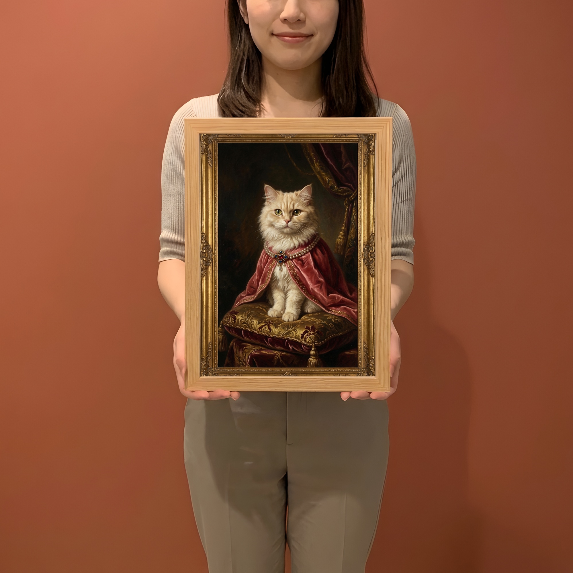 ペルシャ猫のルネサンス肖像画額装プリント(A4サイズ)(2枚目)