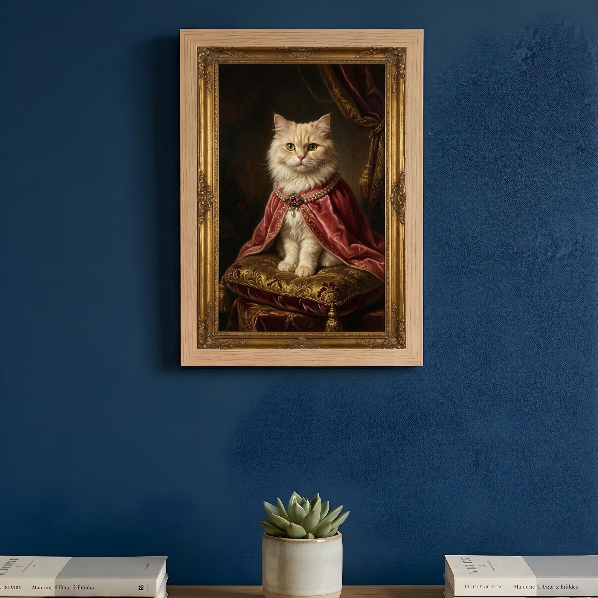 ペルシャ猫のルネサンス肖像画額装プリント(A4サイズ)(3枚目)