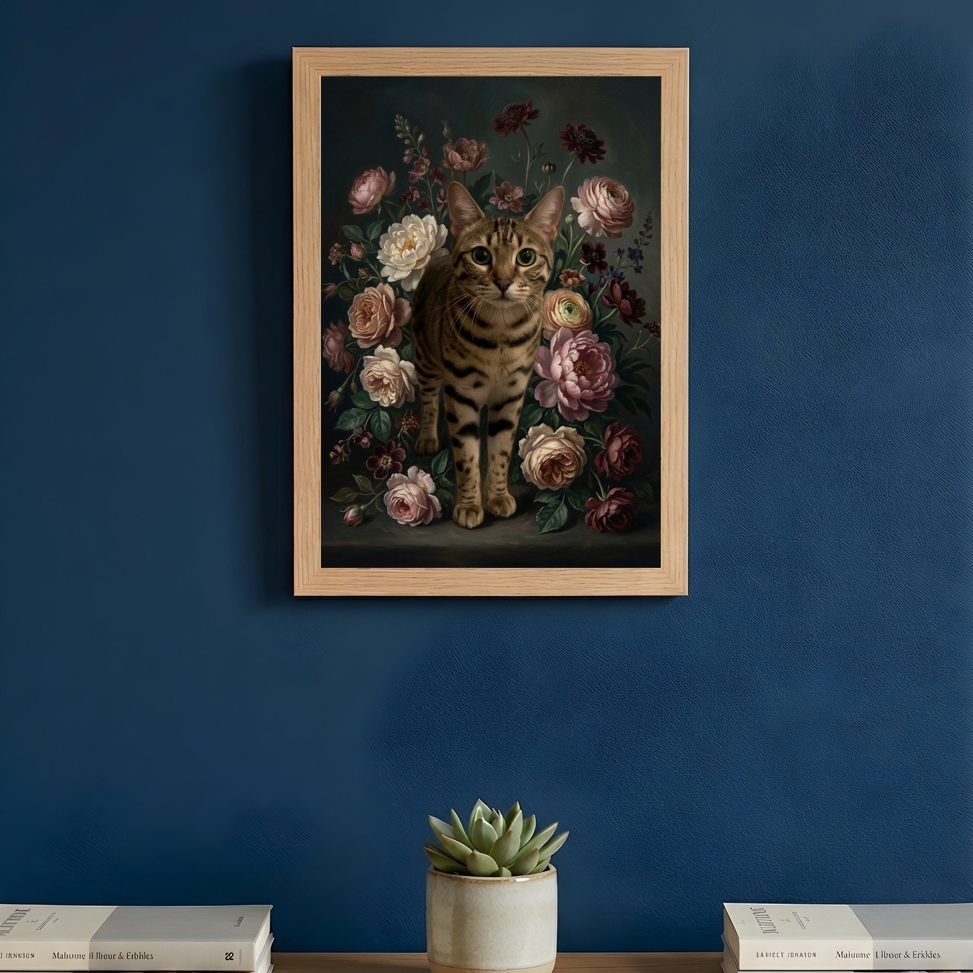 オシキャットの花の油絵風アート花柄額装プリント（A4サイズ）（3枚目）