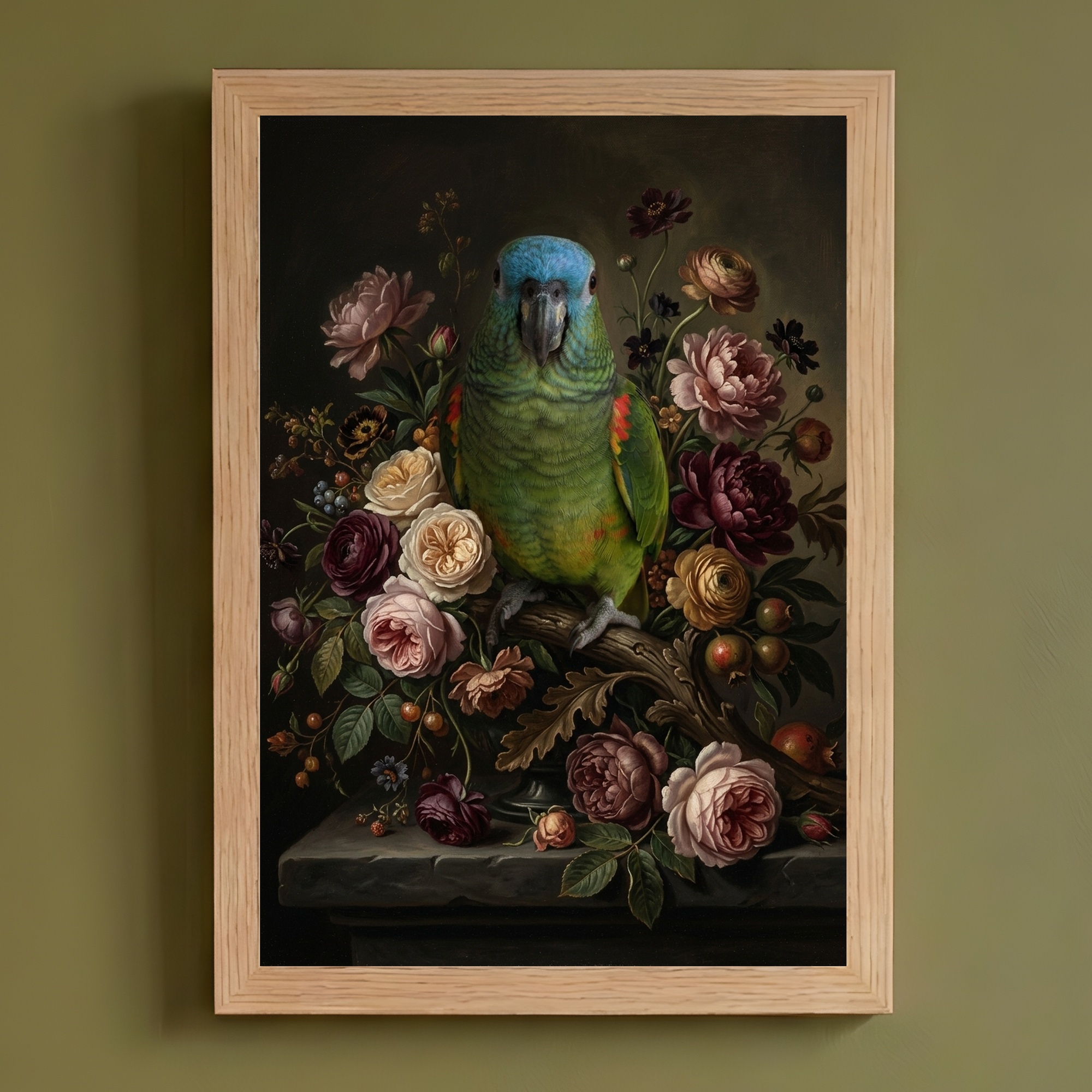アオボウシインコの額装プリント 1枚目