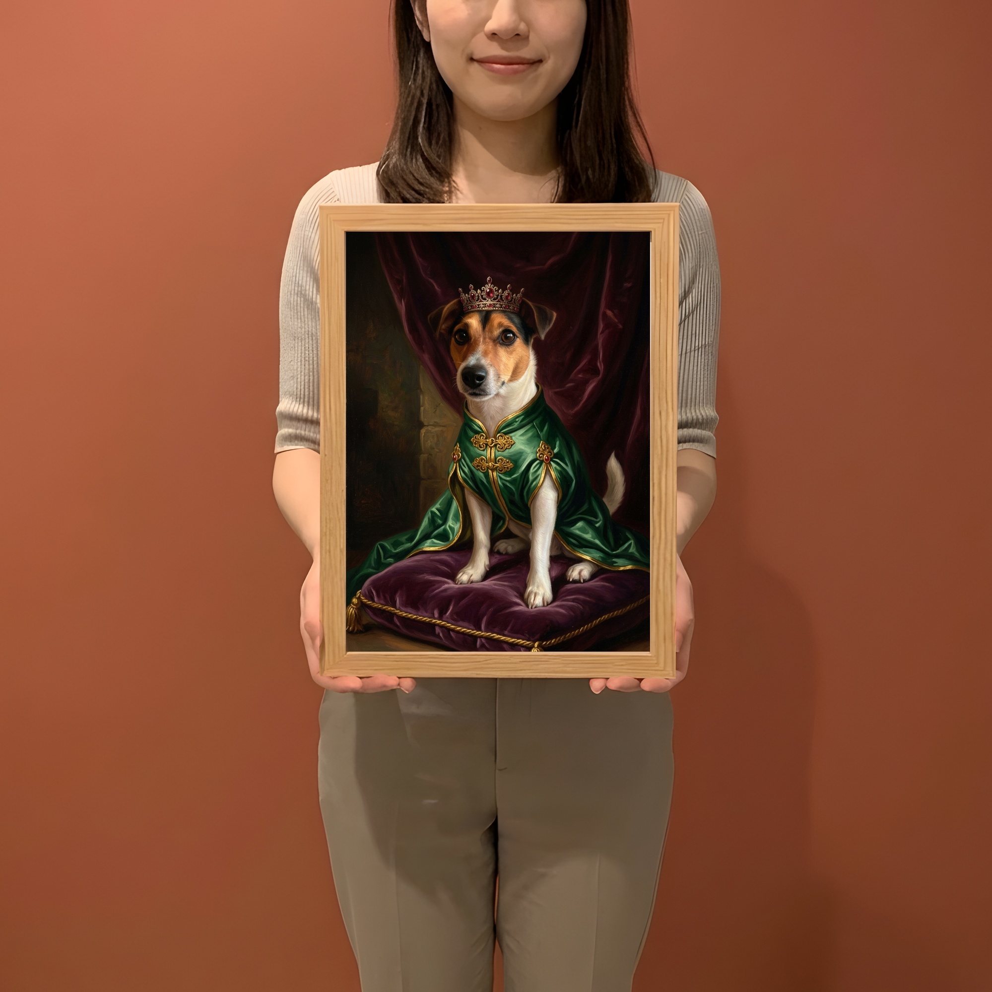 ジャックラッセルテリアのルネサンス肖像画額装プリント(A4サイズ)(2枚目)