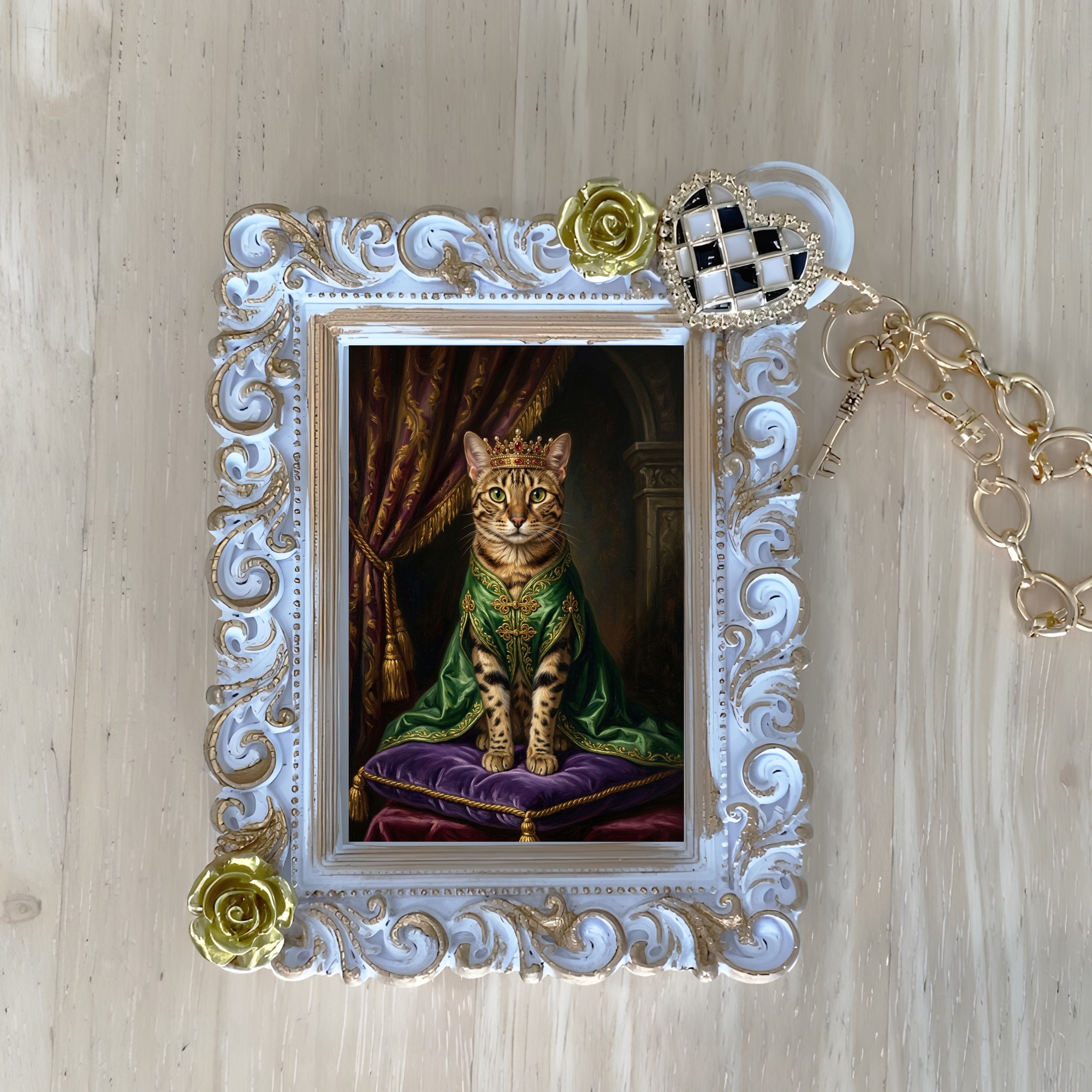 オシキャットのルネサンス肖像画バッグチャーム(ホワイト)