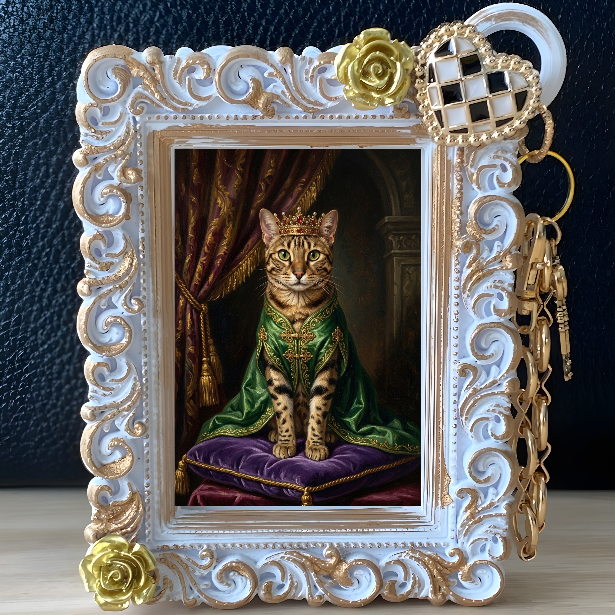 オシキャットのルネサンス肖像画バッグチャーム(ホワイト)(2枚目)