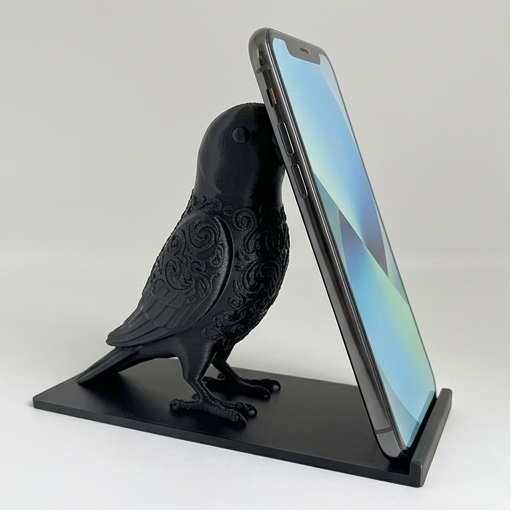 インドオオハナインコのルネサンス肖像画スマホスタンド(シルクブラック)