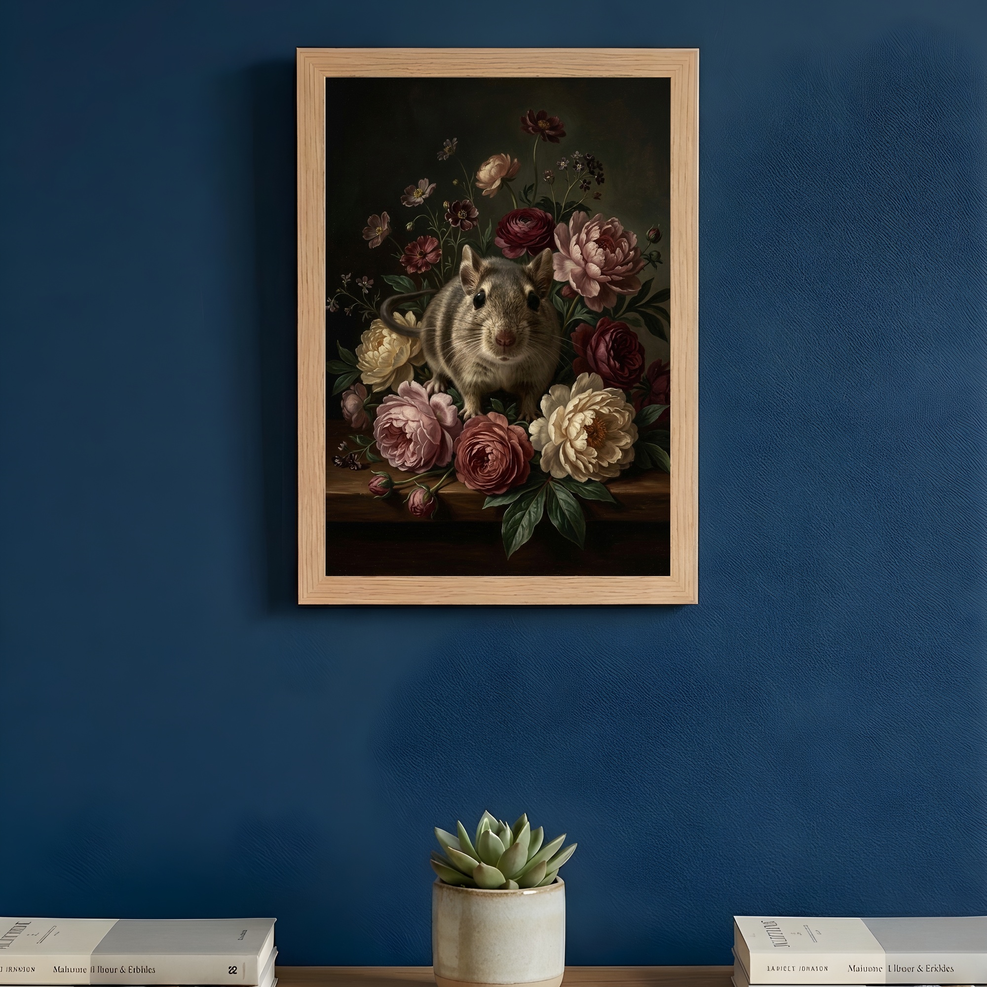 デグーの花の油絵風アート花柄額装プリント（A4サイズ）（3枚目）