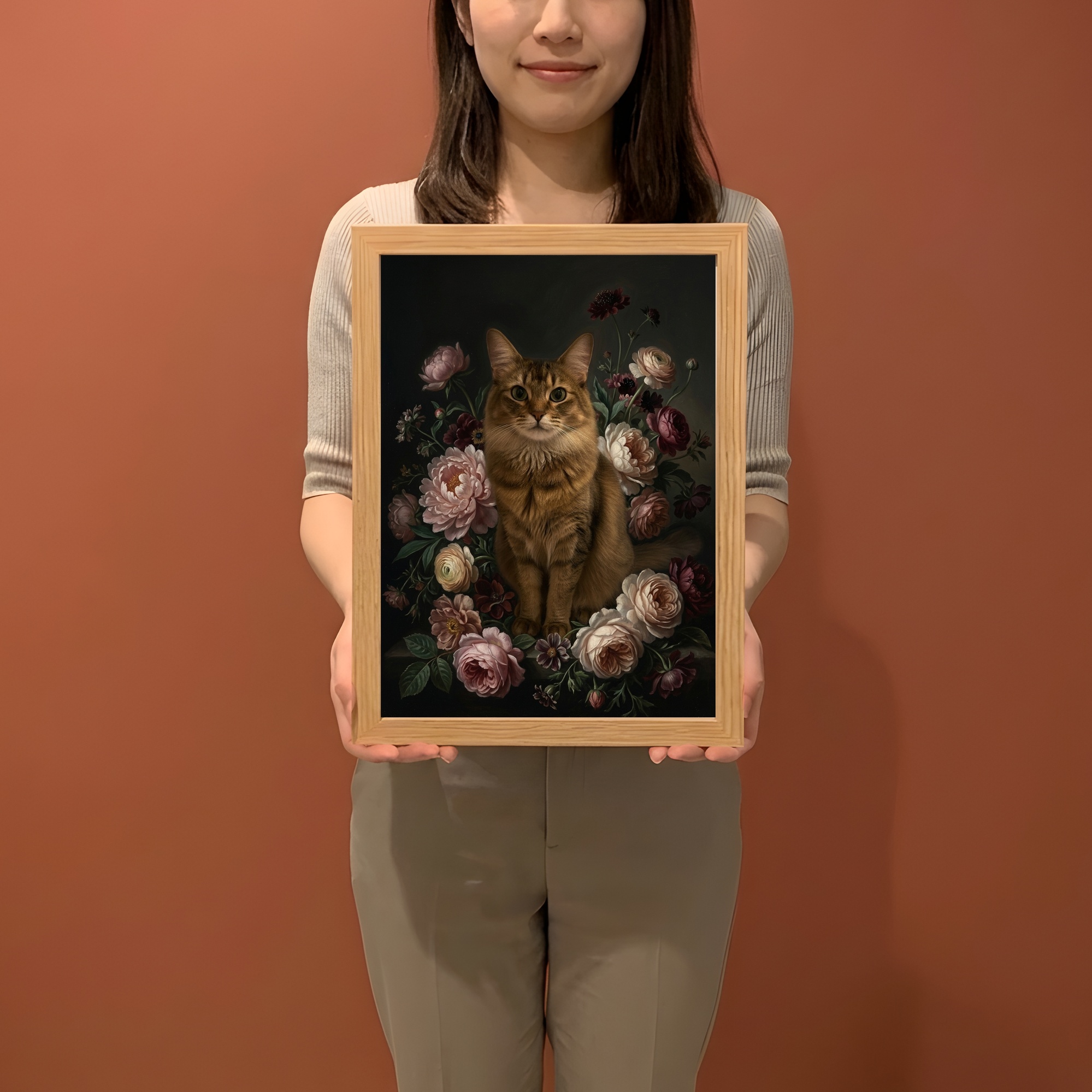 ソマリの花の油絵風アート花柄額装プリント（A4サイズ）（2枚目）